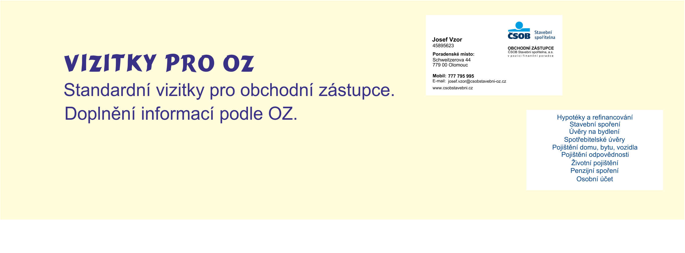 VIZITKY OBCHODNÍ ZÁSTUPCI